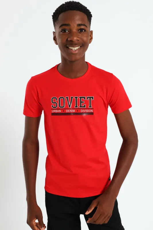 Boys Dashing Crew Neck Fashion Tee - Red sold by Edgars