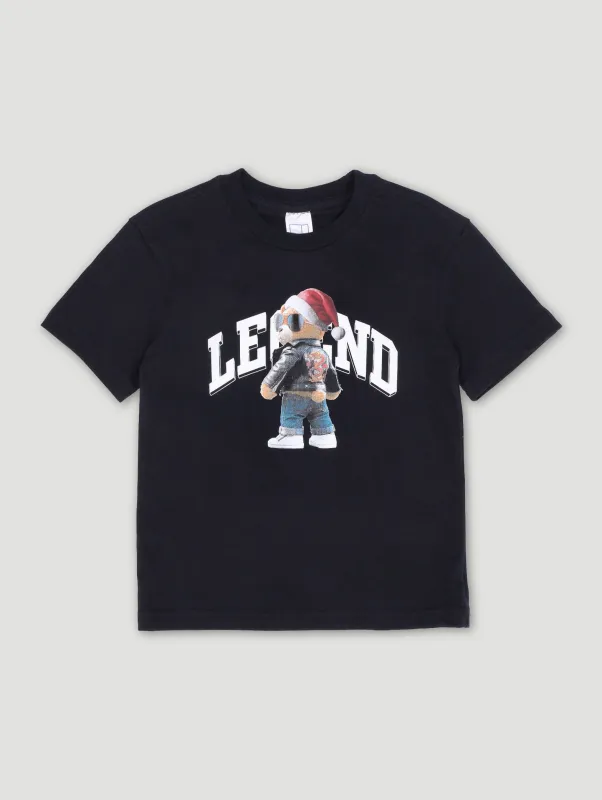 Pre-Boys Christmas Teddy Tee - Black sold by Edgars