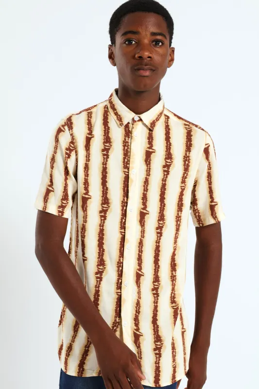 Boys Tye Dye Viscose Stretch Shirt - Stone sold by Edgars