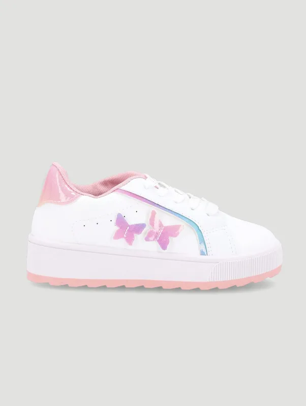GIRLS BUTTERFLY SNEAKER - WHITE sold by Edgars