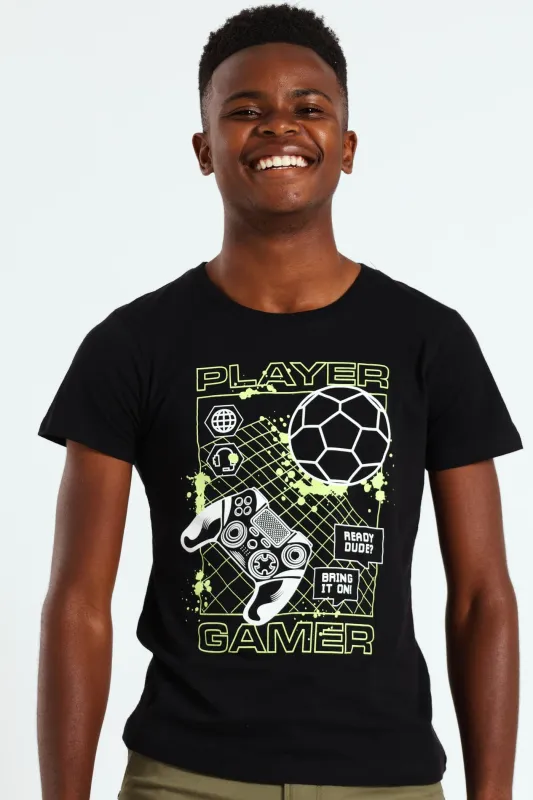 Boys Fifa Gaming Print Tee - Black sold by Edgars