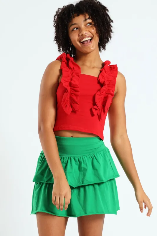 Girls Frilled Lycra Top - Red sold by Edgars