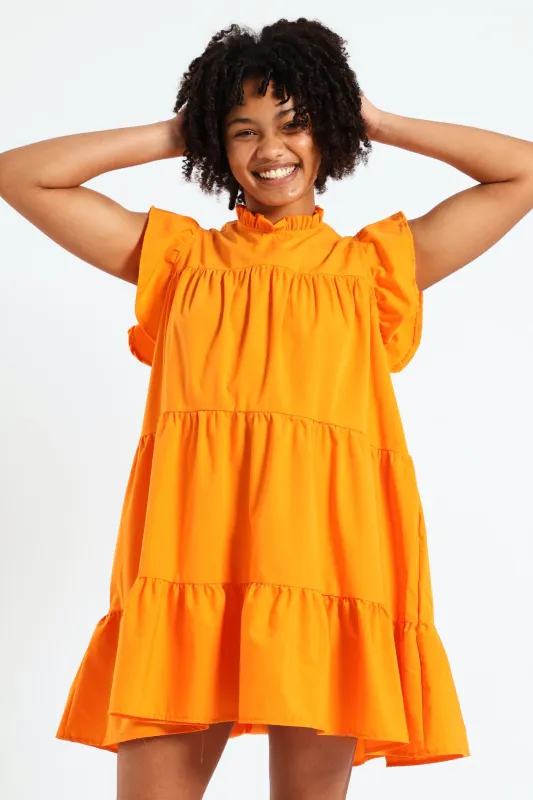 Girls Tiered Dress - Orange sold by Edgars