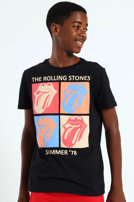 Boys Rolling Stone Multi Lip Tee - Black sold by Edgars