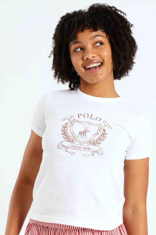 Girls Daniella Print Tee - White sold by Edgars