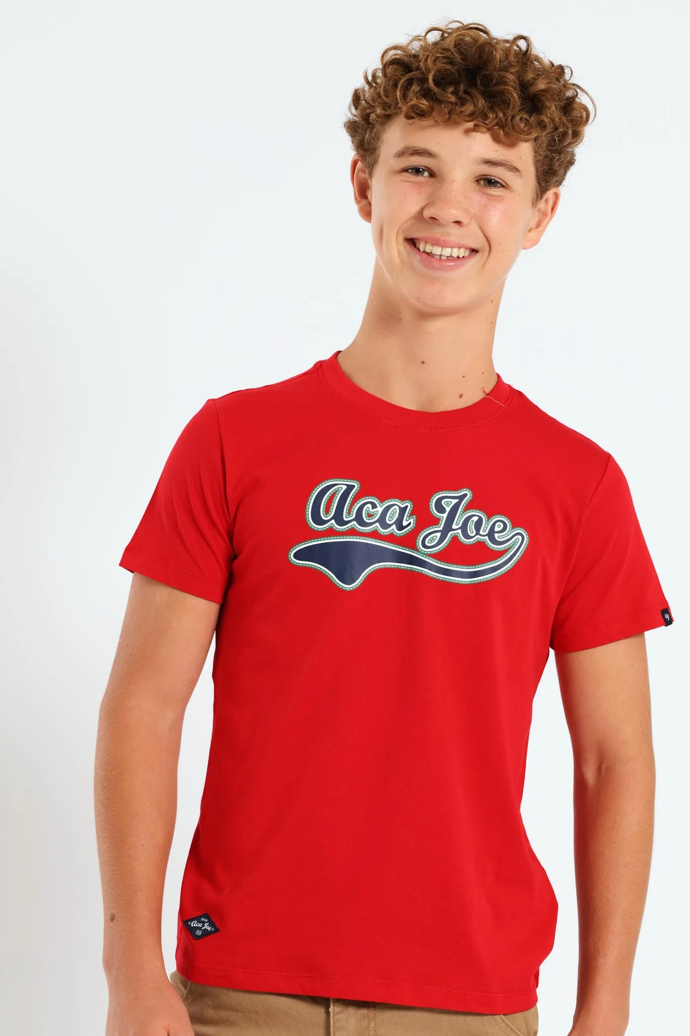 Boys Badge Applique Tee - Red sold by Edgars