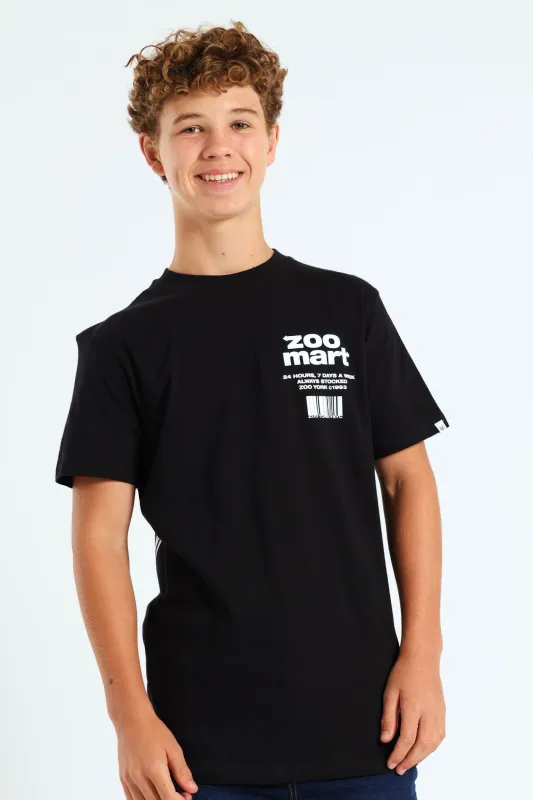 Boys Flock Back Print T-Shirt - Black sold by Edgars