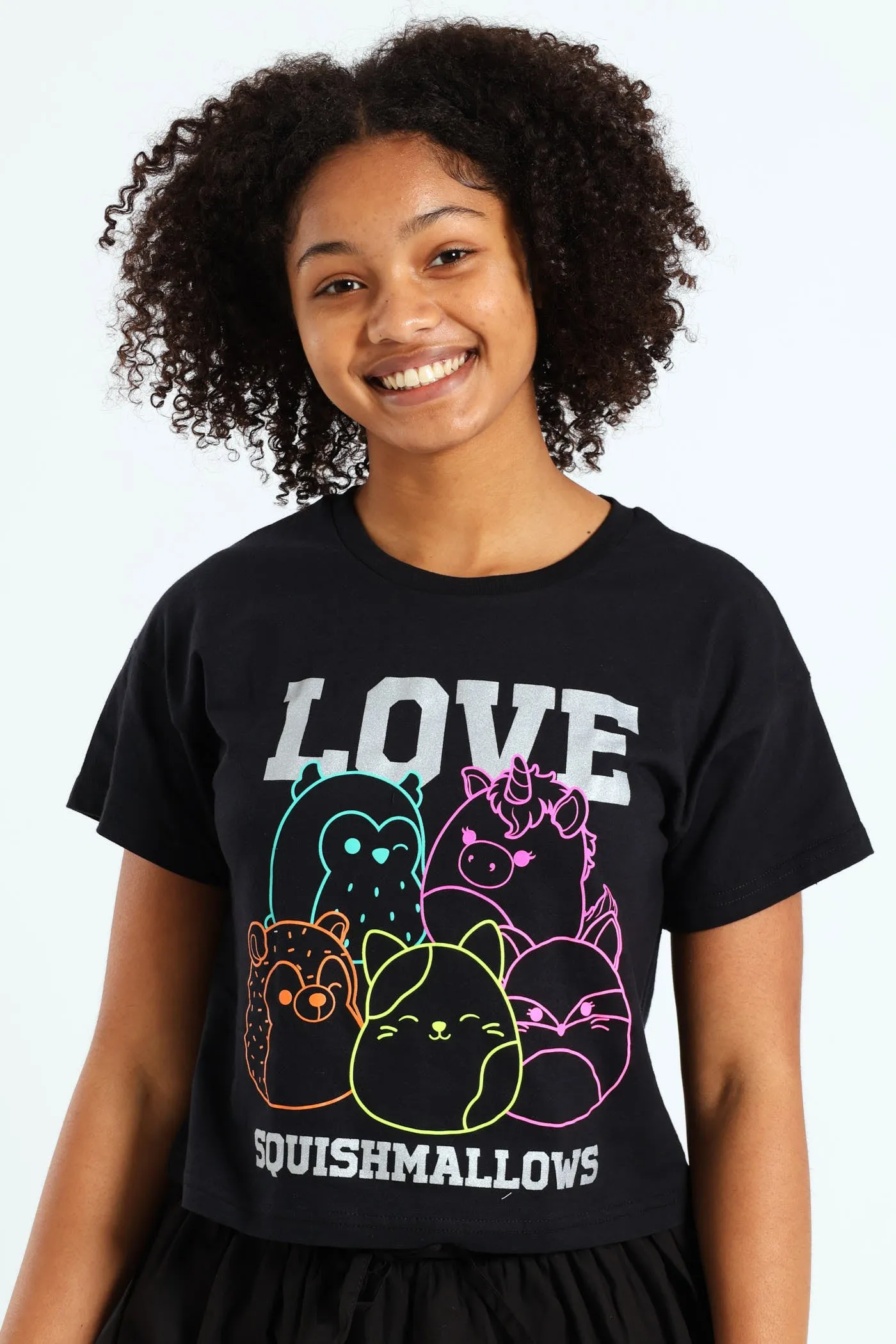 Girls Squish Team Boxy Tee - Black sold by Edgars