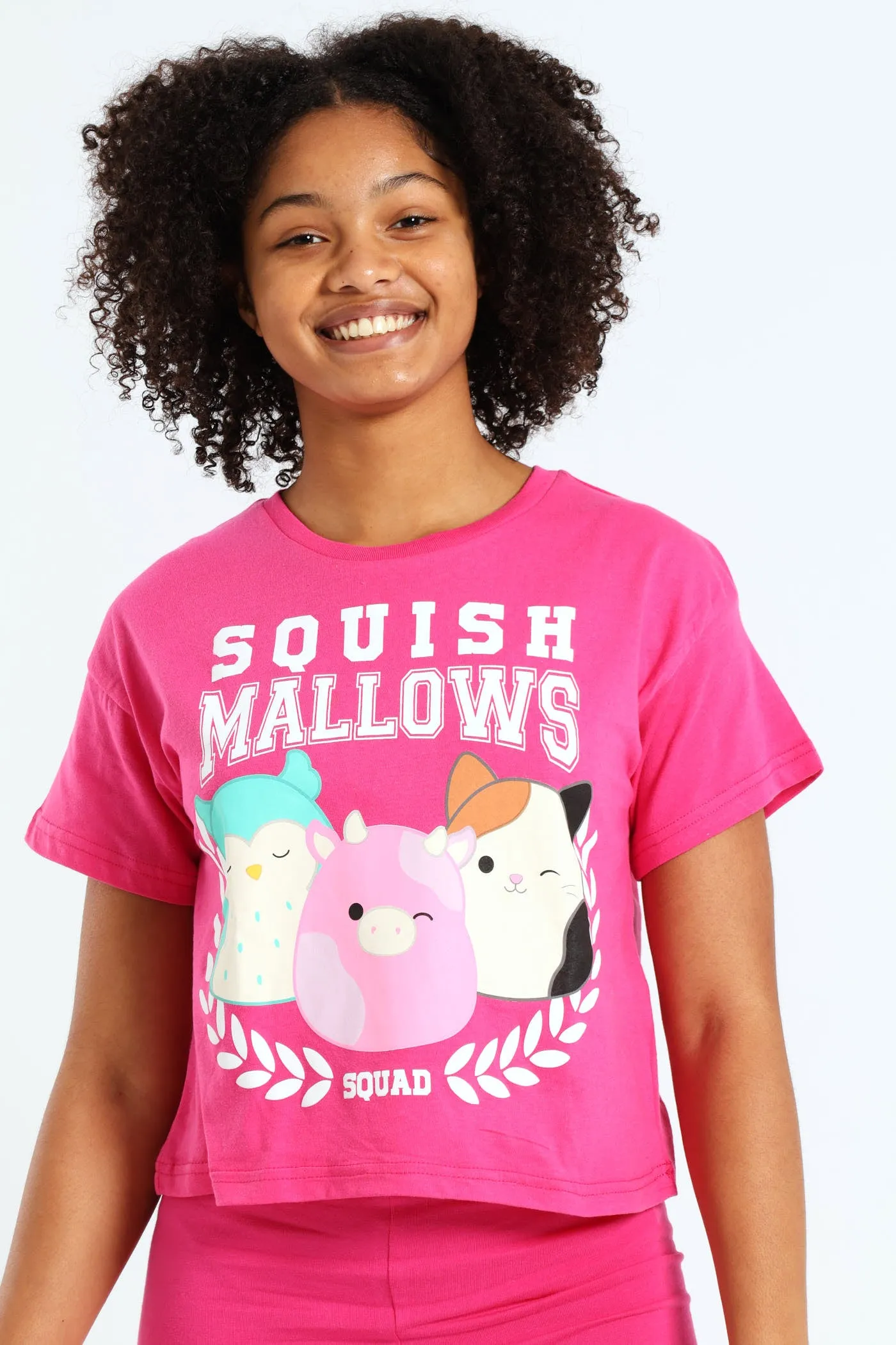 Girls Squish Squad Boxy Tee - Cerise sold by Edgars