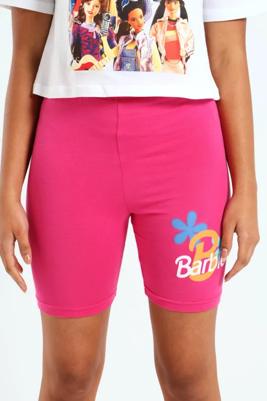 Girls Barbie Cycle Shorts - Cerise sold by Edgars