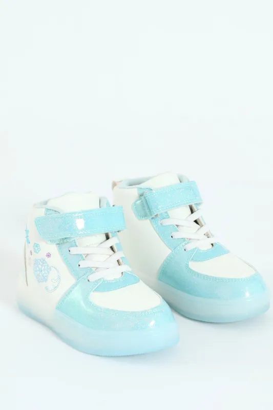 Pre-Girls Snowflake Lightup Hitop Sneaker - Blue sold by Edgars