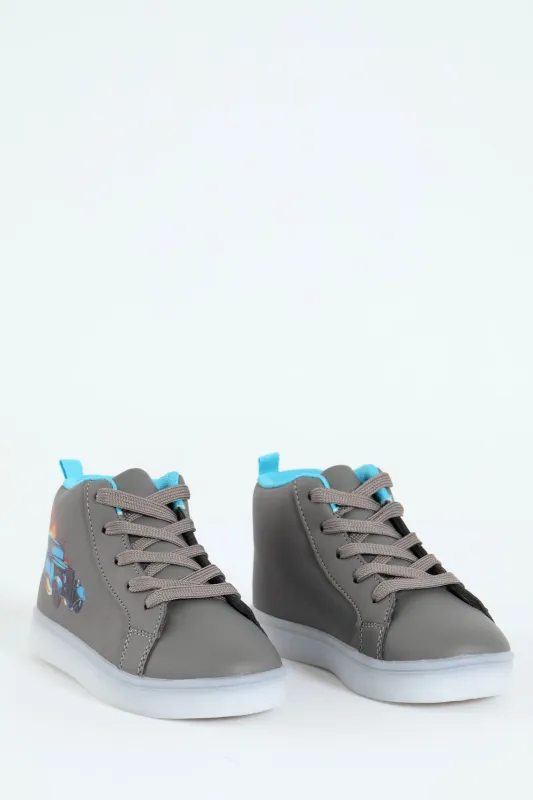 Pre-Boys Car Light-Up High-Top Sneaker - Charcoal sold by Edgars