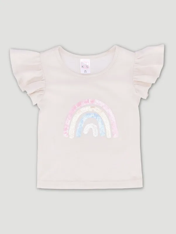 Pre-Girls Rainbow Sequin Tee - Stone sold by Edgars 