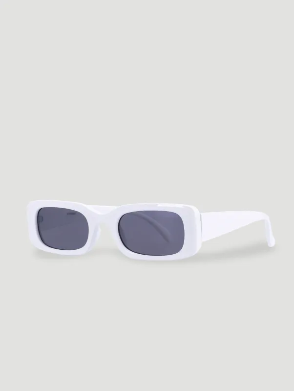 Pre-Girls Retro Rectangle Sunnies - White sold by Edgars