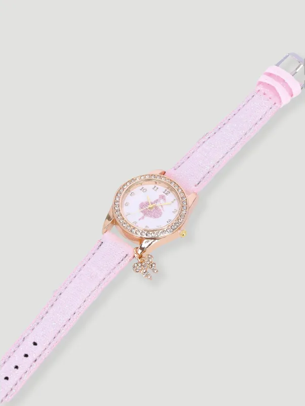 Pre-Girls Ballerina Charm Analogue Watch - Light Pink sold by Edgars