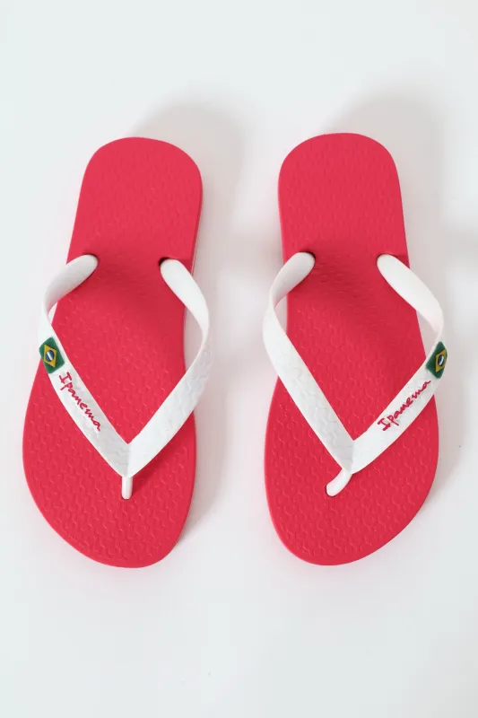 Girls Classic Brasil Flip Flop - White/Pink sold by Edgars