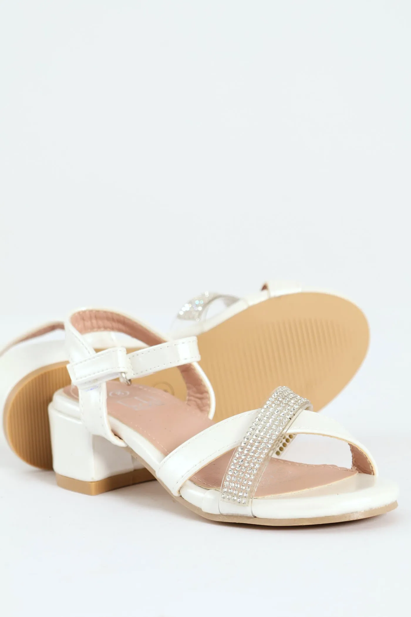 Pre-Girls Vinyl Diamante Heeled Sandal - White sold by Edgars product image thumbnail 4