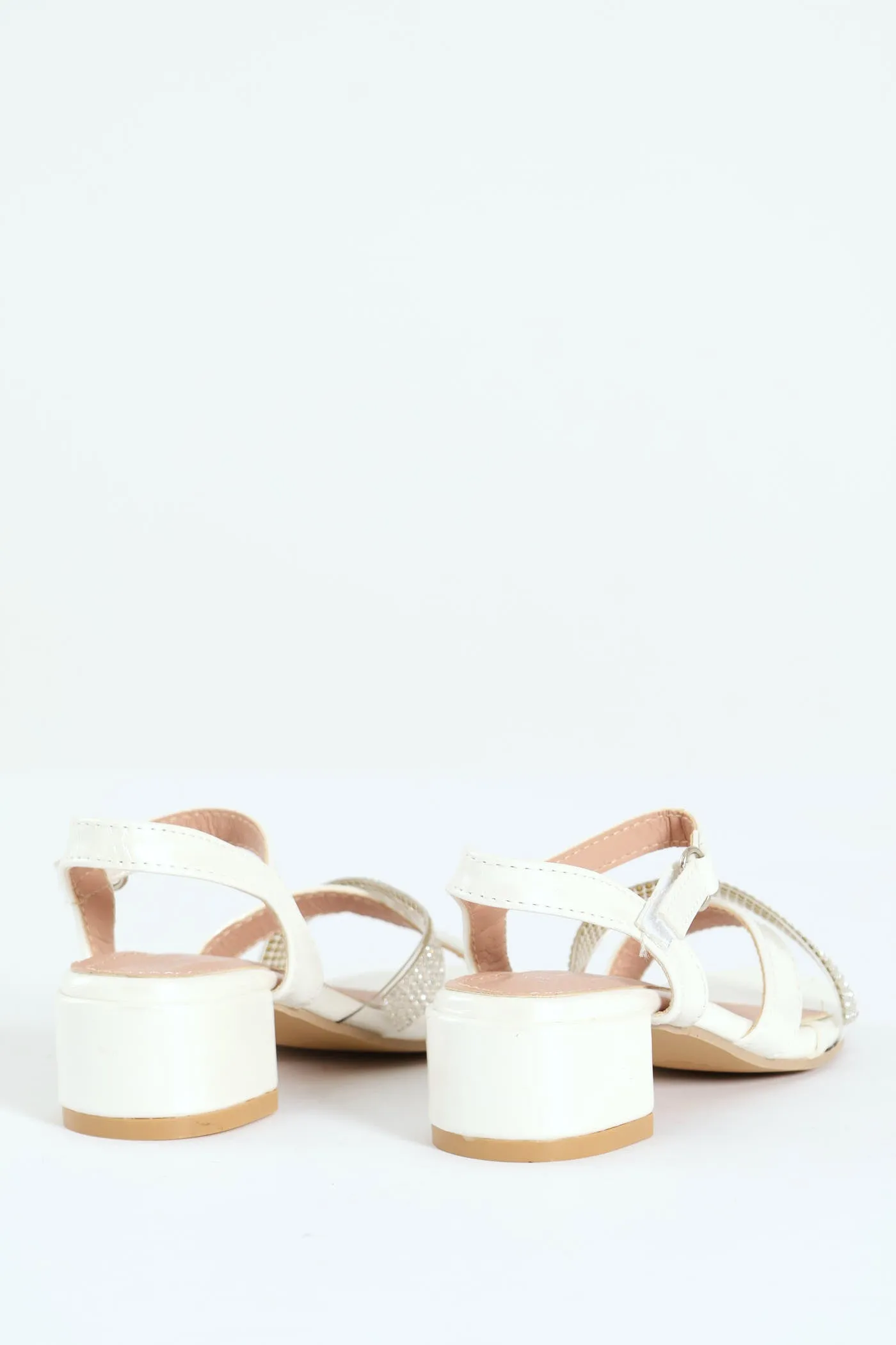 Pre-Girls Vinyl Diamante Heeled Sandal - White sold by Edgars product image thumbnail 3