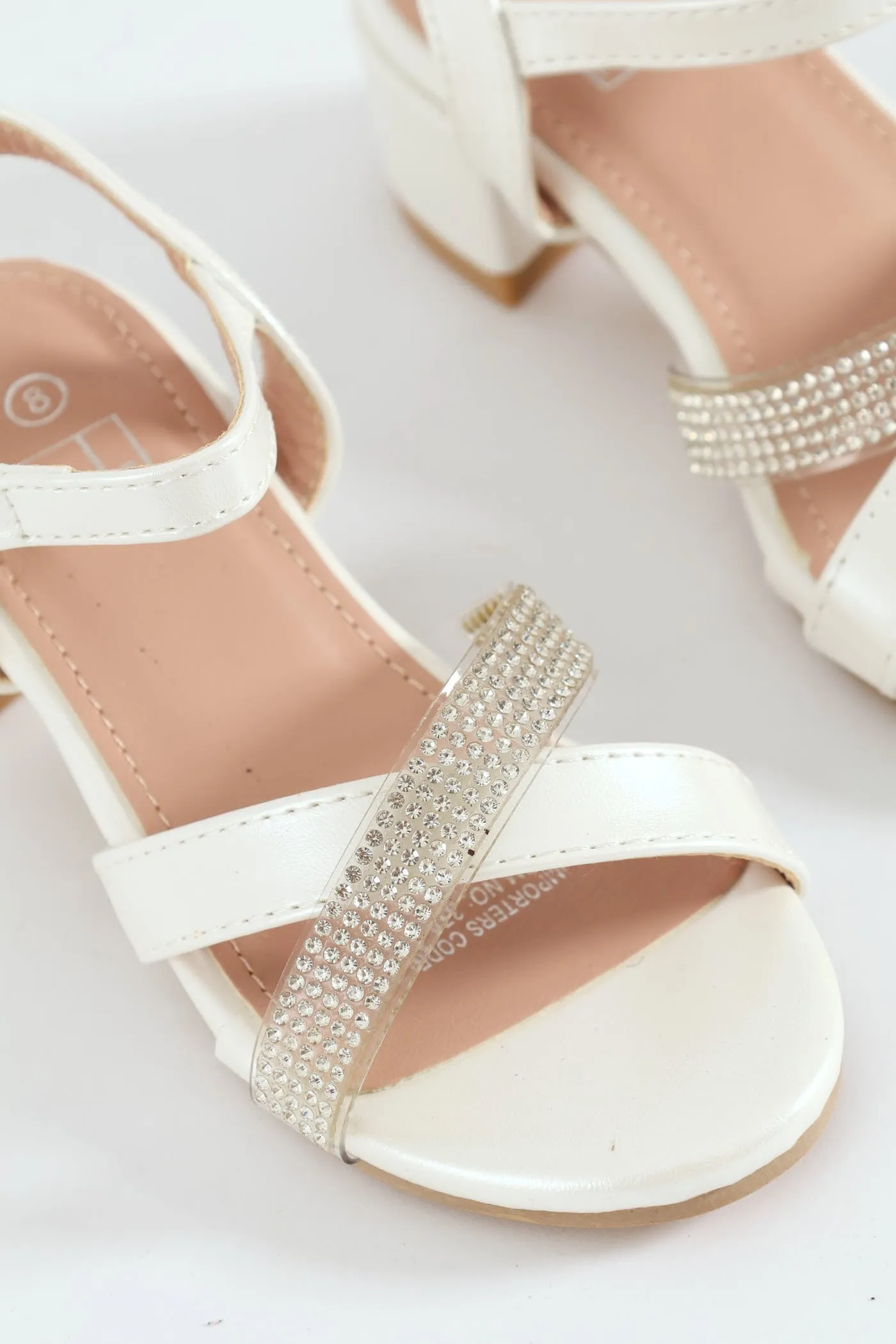 Pre-Girls Vinyl Diamante Heeled Sandal - White sold by Edgars product image thumbnail 5
