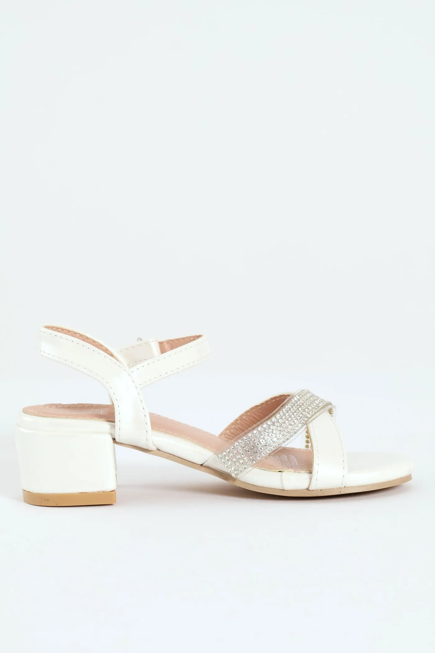 Pre-Girls Vinyl Diamante Heeled Sandal - White sold by Edgars product image thumbnail 2
