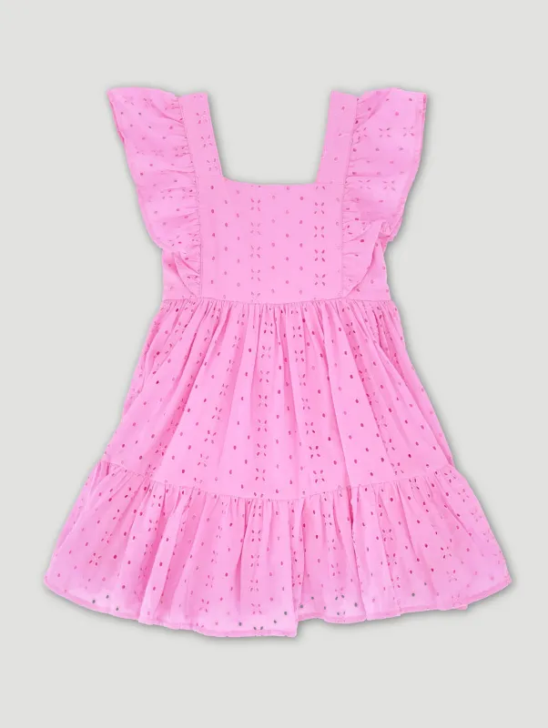 Pre-Girls Anglaise Dress - Mid Pink made by Edgars