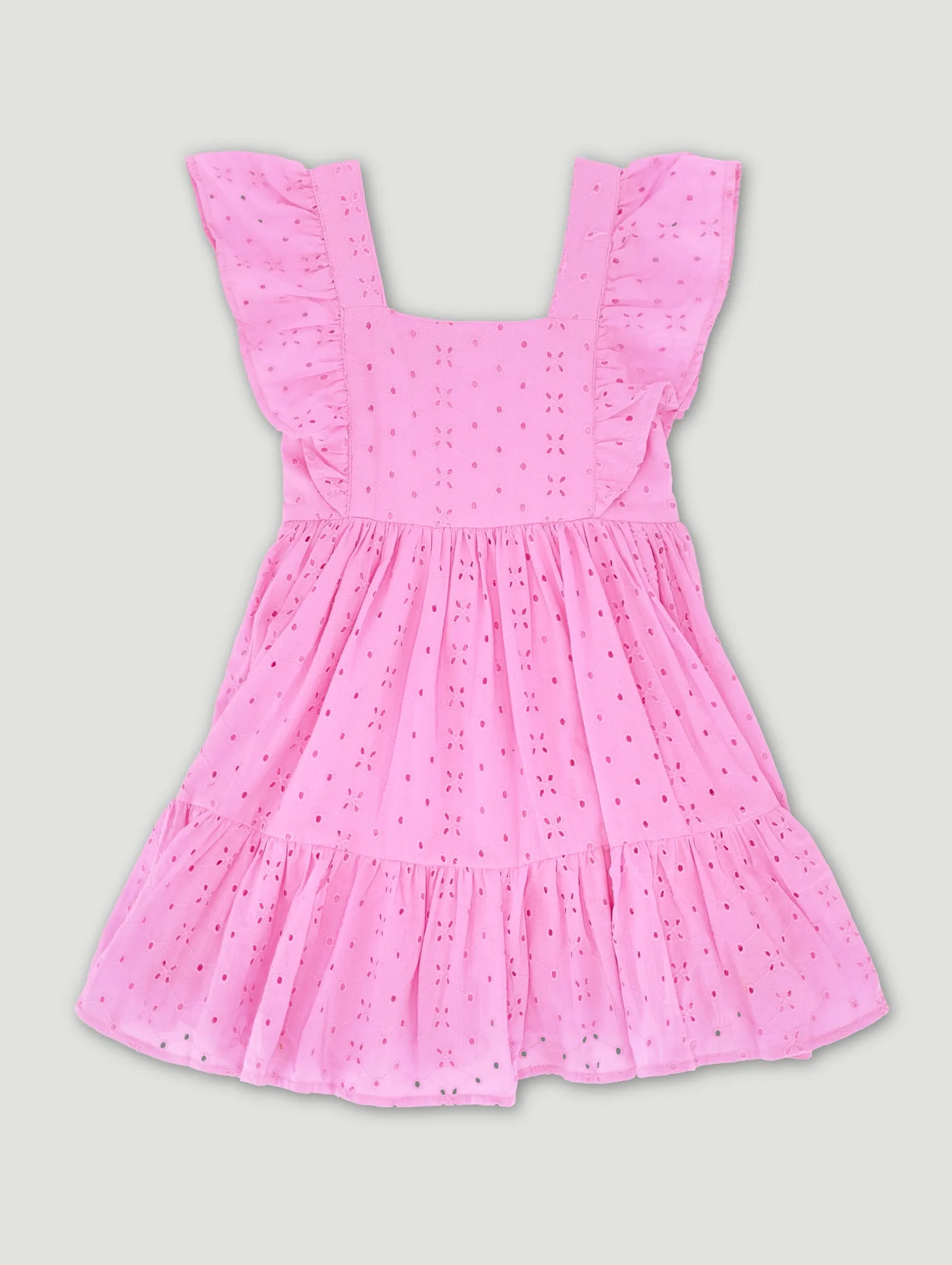 Pre-Girls Anglaise Dress - Mid Pink sold by Edgars