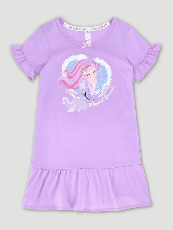 Pre-Girls Mermaid Sleep Shirt - Lilac sold by Edgars