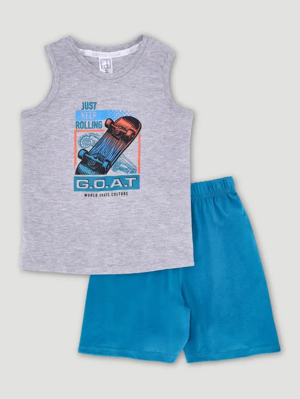 Pre-Boys Skate Sleeveless Sleep Set - Teal made by Edgars