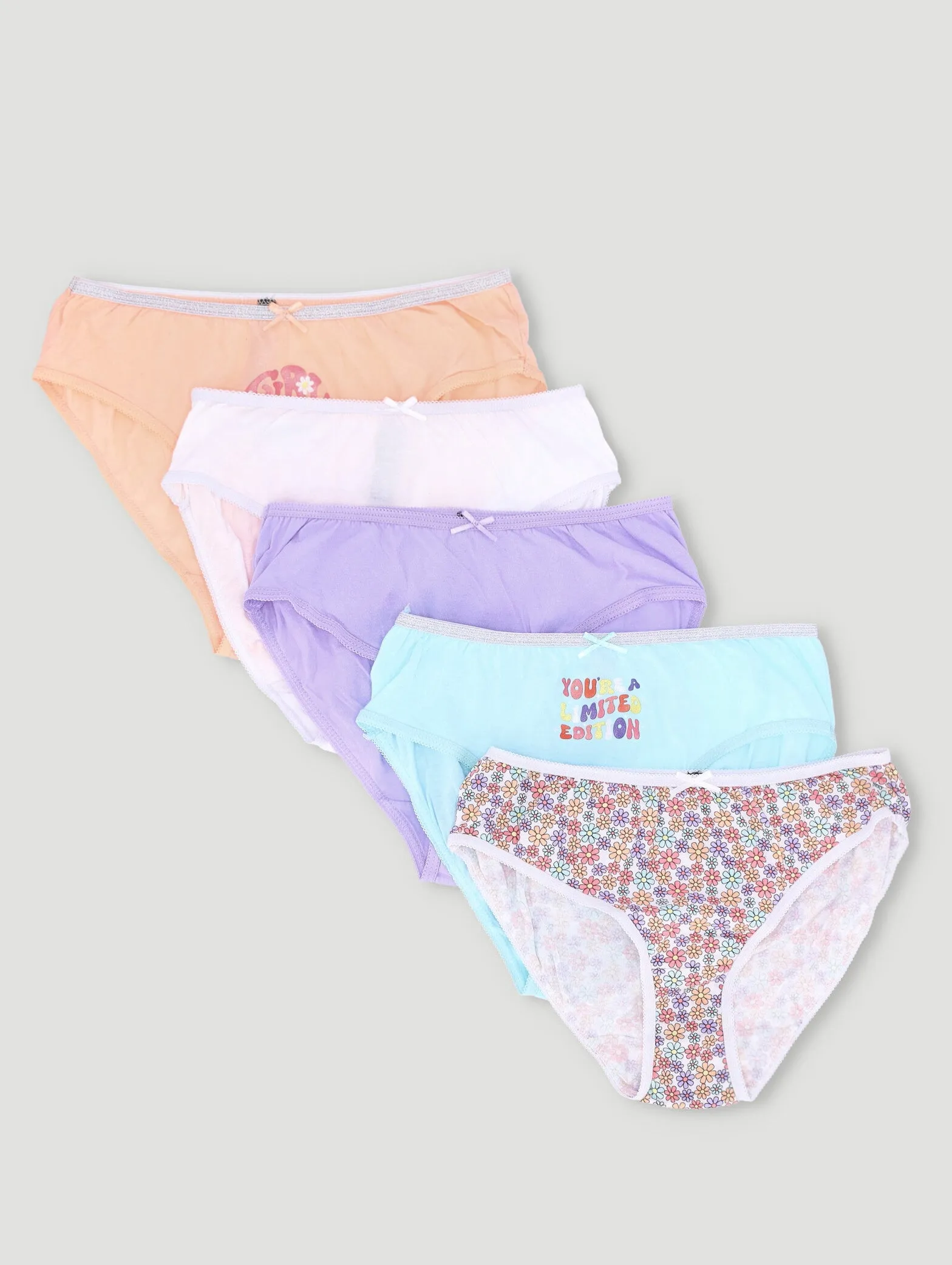 Girls 5 Pack Groovy Flowers Panties - Aqua sold by Edgars