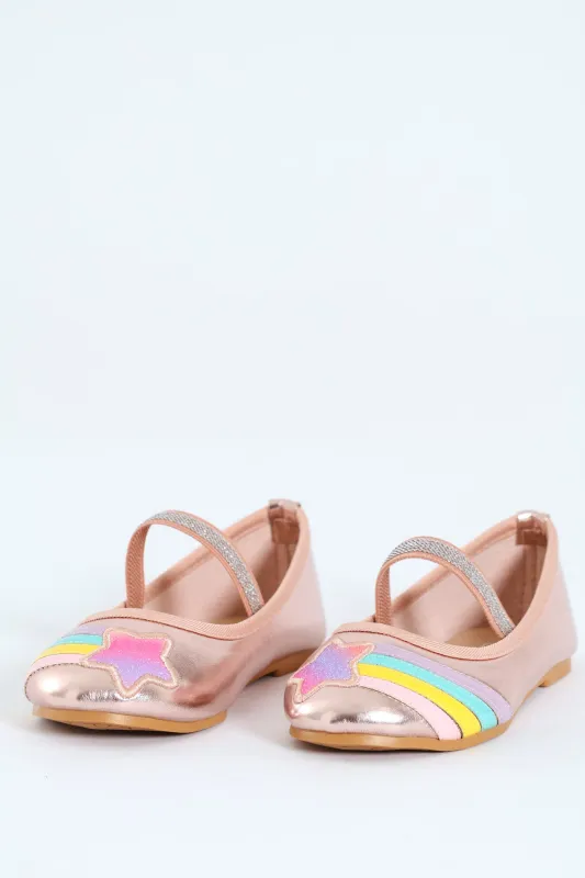 Pre-Girls Rainbow Pump - Rose Gold sold by Edgars