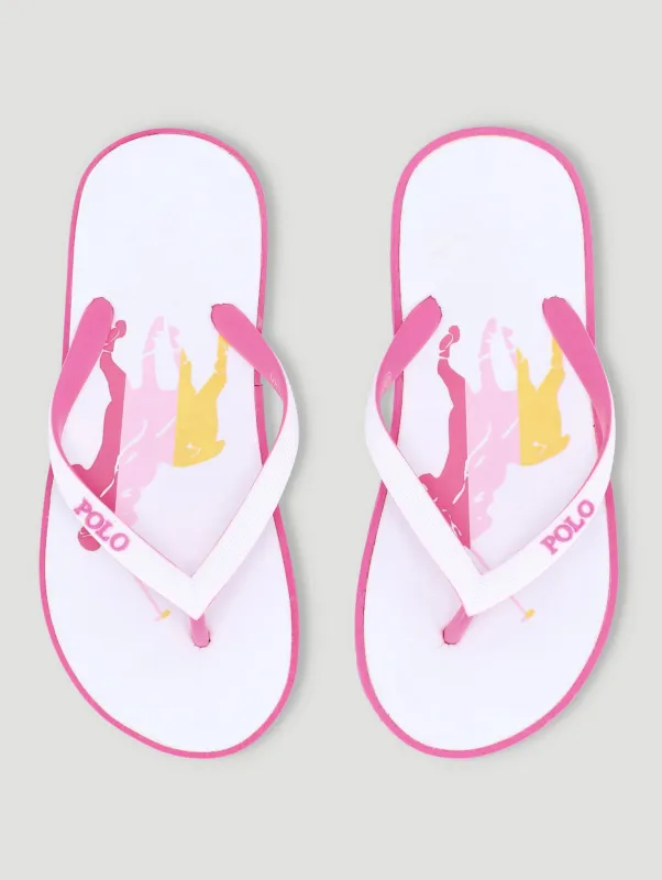 Girls Monogram Flip Flop - White/Pink sold by Edgars