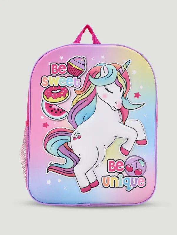Pre-Girls Unicorn Debossed Backpack - Pink sold by Edgars