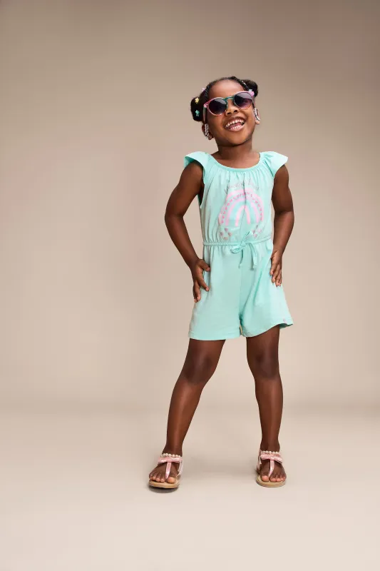 Pre-Girls 2 Pack Rainbow Print Jumpsuit - Sky Blue sold by Edgars