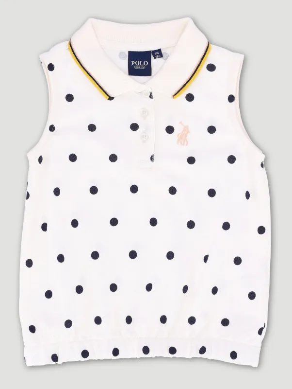 Pre-Girl Sellie Polka Dot Sleeveless Golfer - Off White sold by Edgars