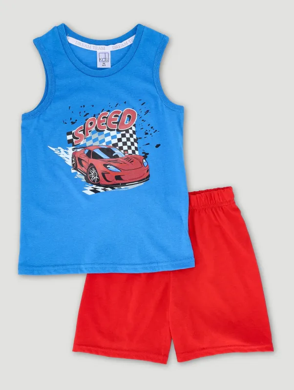 Pre-Boys Sleeveless Car Sleep Set - Red sold by Edgars