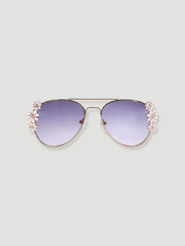 Pre-Girls Daisy Metal Aviator Sunglasses - Pink sold by Edgars