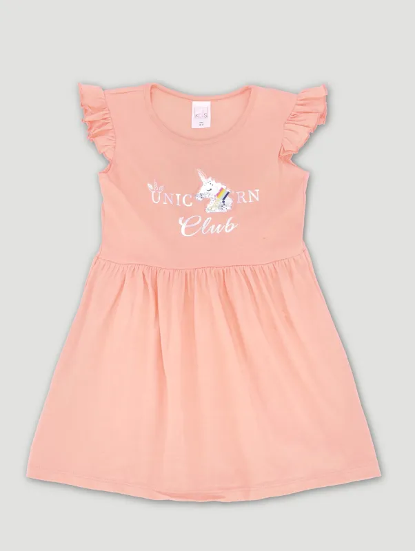 Pre-Girls Unicorn Dress - Peach made by Edgars