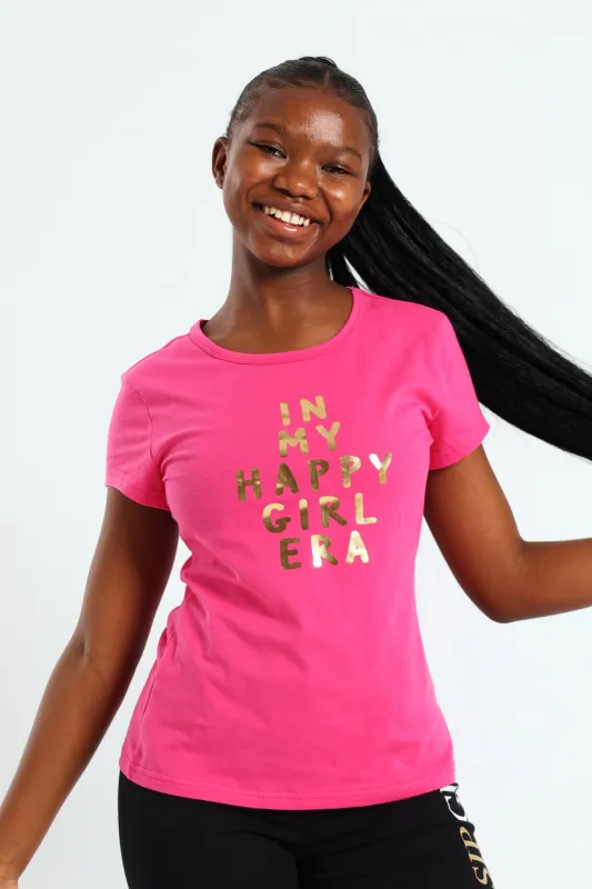 Girls Happy Tee - Pink sold by Edgars
