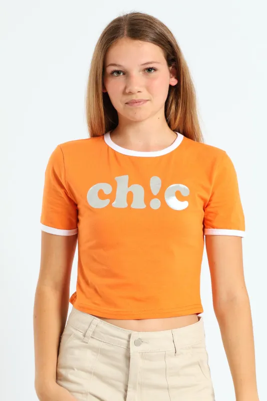 Girls Chic Ringer Tee - Orange sold by Edgars