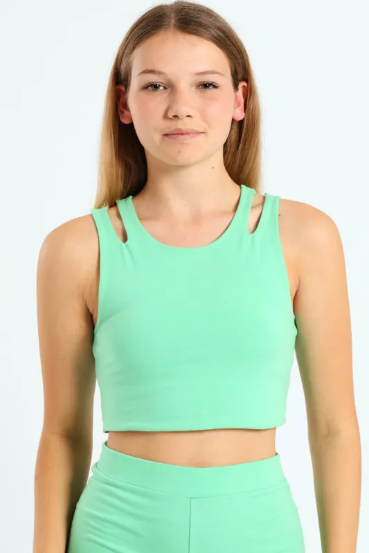 Girls Crop Vest - Light Green sold by Edgars