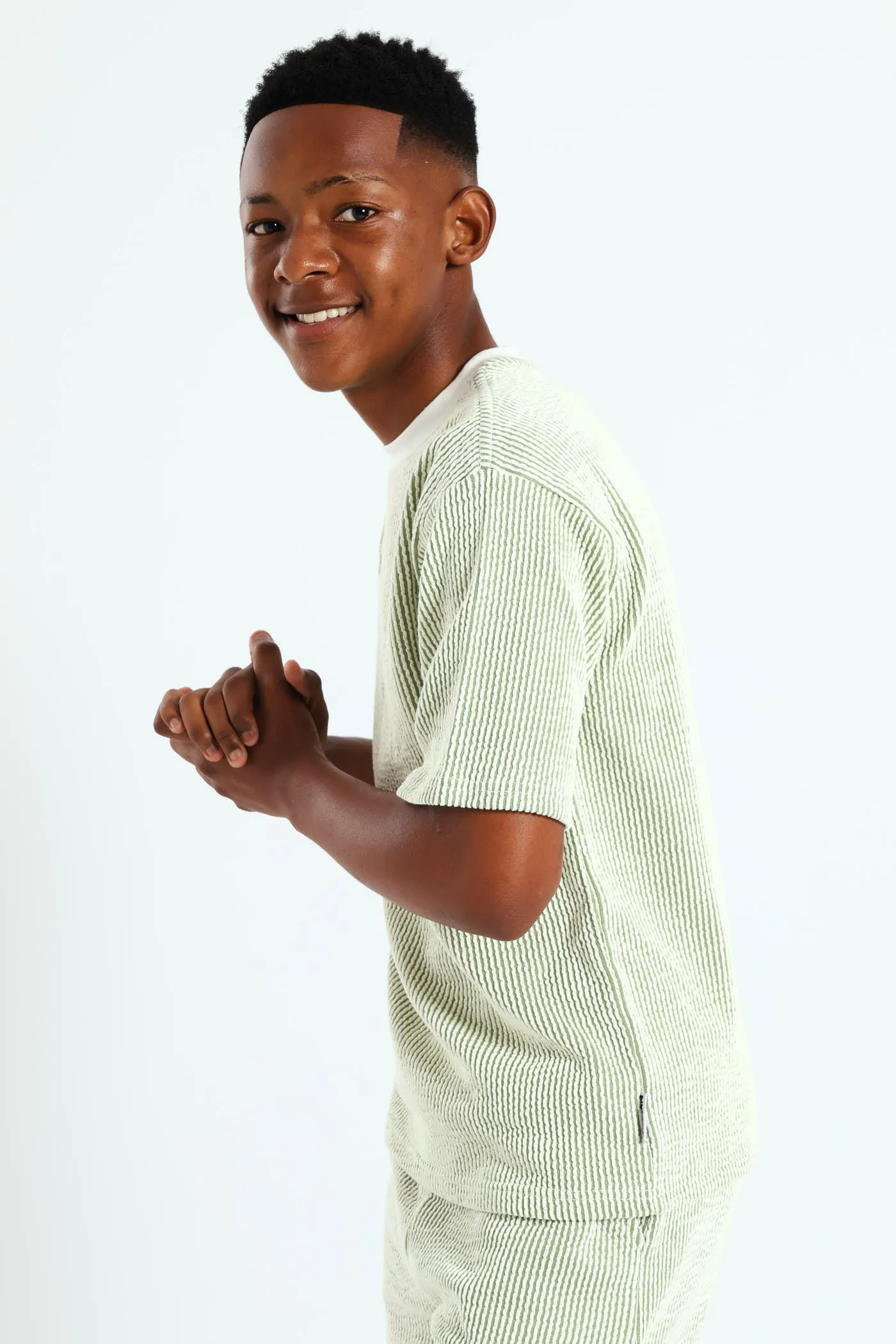 Boys Ecru Seersucker Tee - Olive sold by Edgars product image thumbnail 3