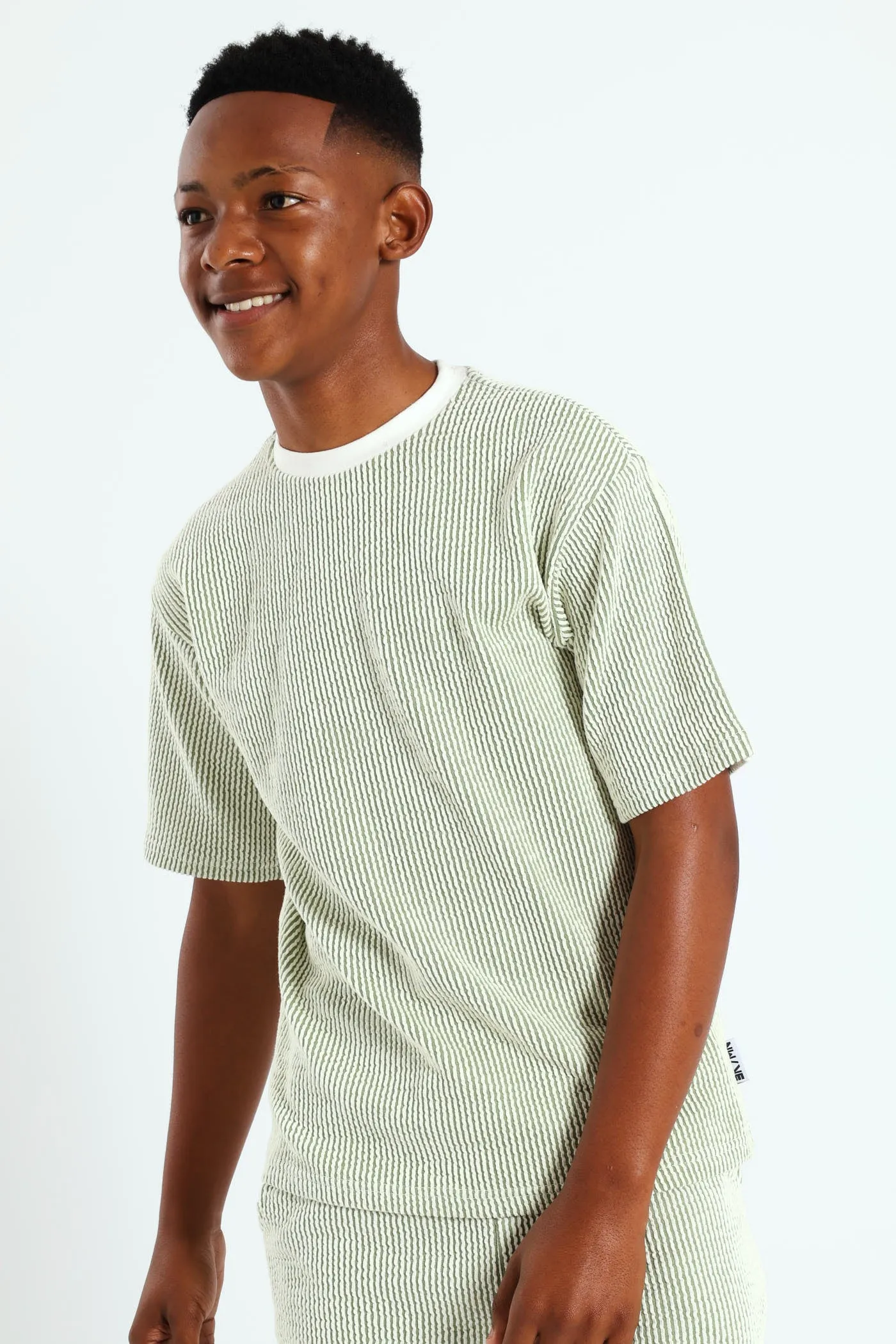 Boys Ecru Seersucker Tee - Olive sold by Edgars product image thumbnail 2