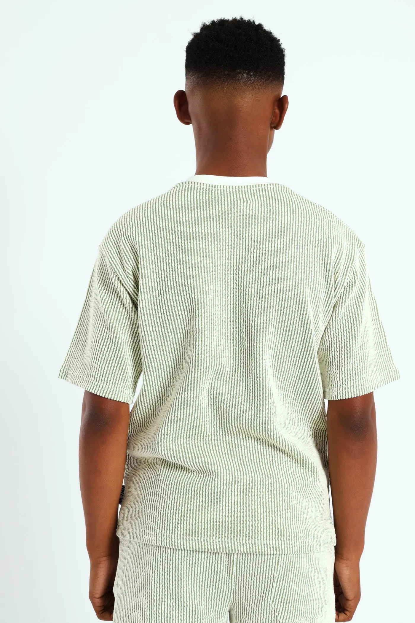 Boys Ecru Seersucker Tee - Olive sold by Edgars product image thumbnail 4