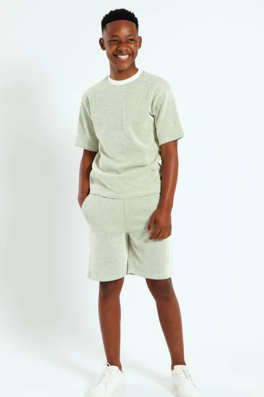 Boys EcruÂ Seersucker Tee - Olive sold by Edgars
