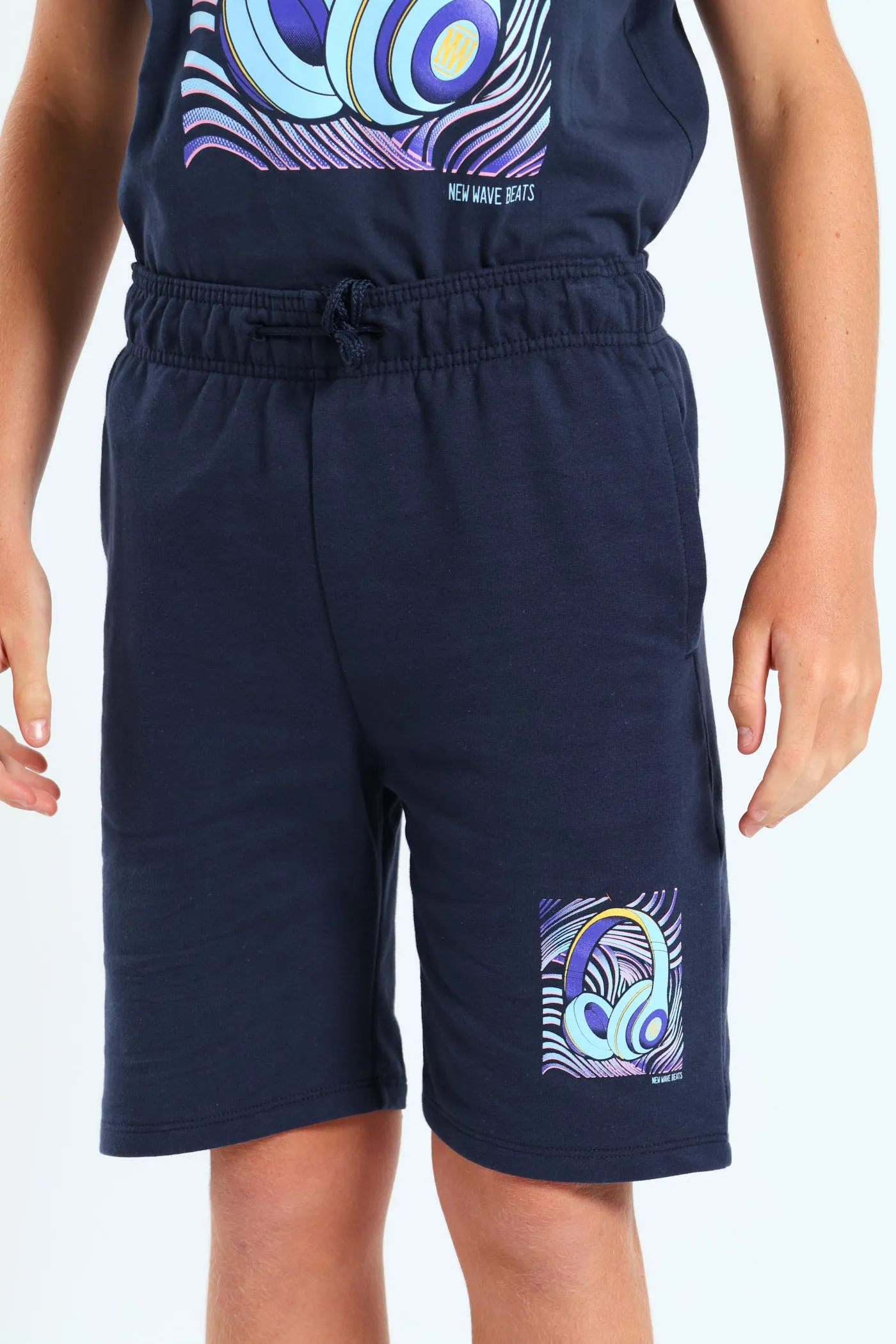 Boys Multi Colour Print Shorts - Navy sold by Edgars
