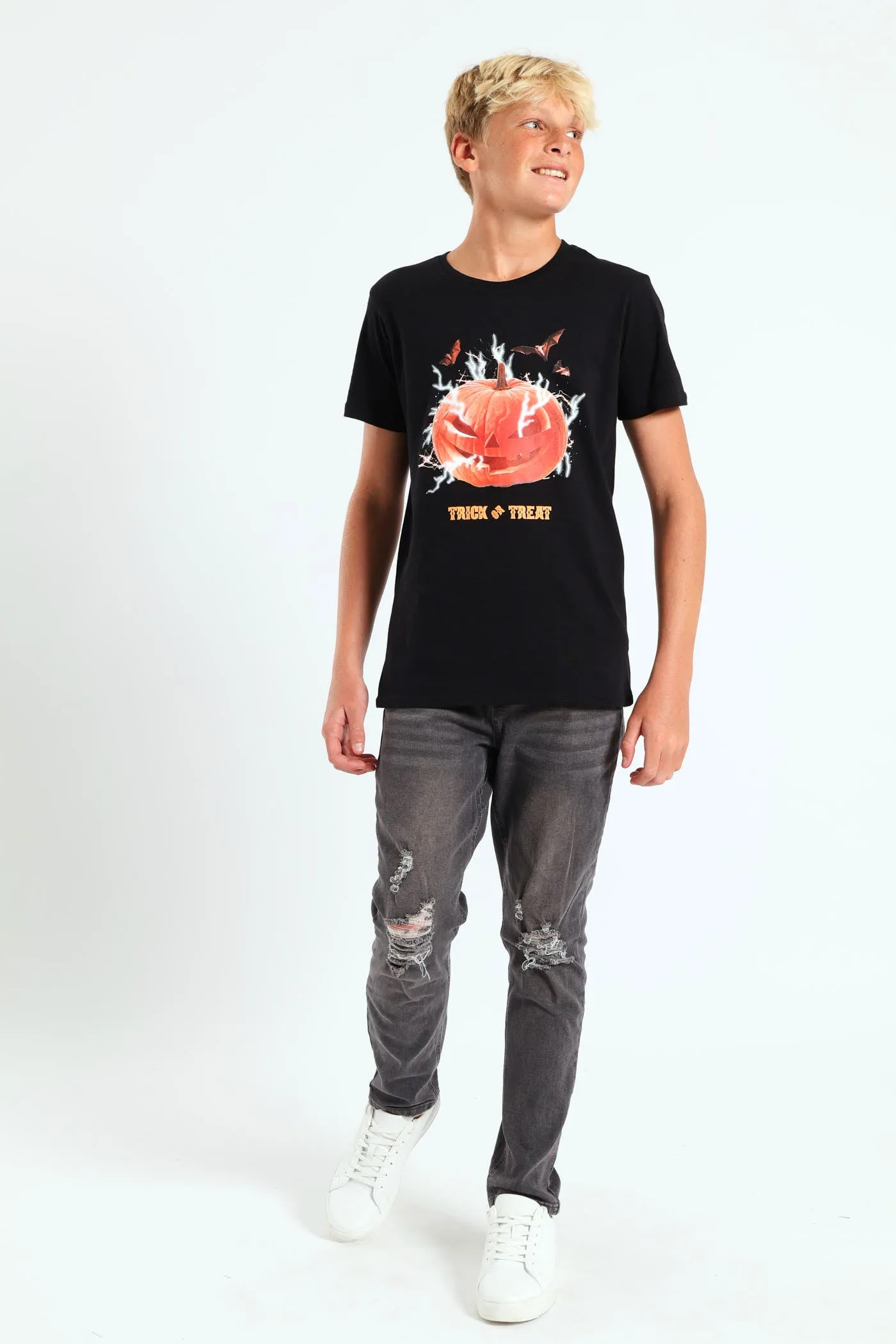 Boys Hallowen Print Tee - Black sold by Edgars