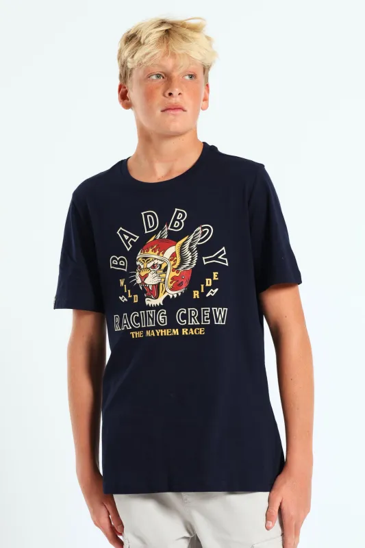 Boys Racing Crew Tee - Navy sold by Edgars