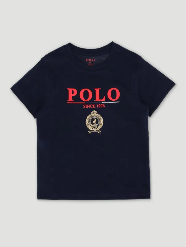 Pre-Boys Logan Crested Tee - Navy sold by Edgars
