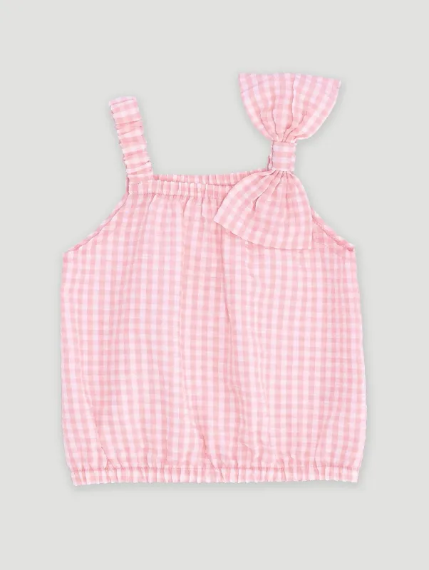Pre-Girls Seersucker Check Blouse - Light Pink sold by Edgars