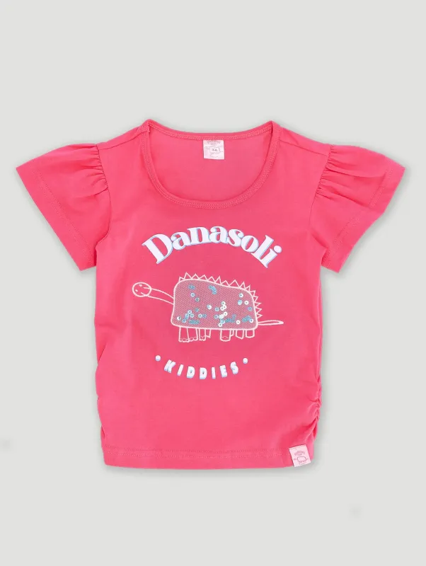 Pre-Girlsfrill Applique Tee - Coral sold by Edgars